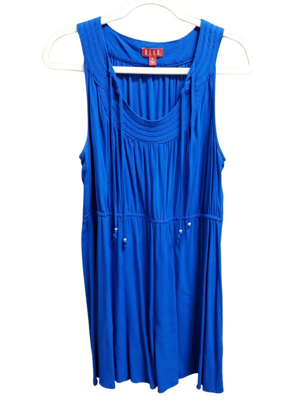 ELLE Royal Blue Sleeveless Pleated Elastic Waist Dress Size XL